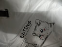雅鹿短袖t恤男纯棉圆领韩版宽松大码半截袖青少年学生夏季休闲男士t恤 白/逗猫 L （重120-130斤高165-170） 实拍图