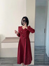 熙世界（sllsky）浪漫复古连衣裙女秋冬公主裙法式赫本生日礼裙子高级感本命年女装 复古红 L 实拍图