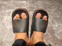 惠夫人拖鞋男外穿夏季大码情侣家用软底浴室洗澡防滑凉拖女户外夏天 【升级款】黑金 38-39 (适合37-38码穿) 实拍图