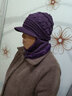 谦饰祥 帽子女中老年冬季休闲加厚毛线帽加绒保暖围巾妈妈帽连体针织帽 深紫 55-61有弹性 实拍图