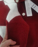 百图betu女装秋新款毛针织衫学院风减龄V领不对称长袖开衫2309T15 红色 L 实拍图