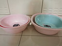 茶花脸盆洗脸盆塑料小盆子方盆儿童脸盆婴儿面盆宝宝洗手盆学生宿舍脸盆洗衣盆 浅粉色 圆盆1中1小 实拍图