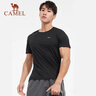 骆驼（CAMEL） 运动短袖T恤春夏情侣款宽松透气休闲跑步健身运动上衣 6002，黑色，男 XL 实拍图