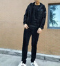 NASA BASE 运动套装男冬季加绒加厚金丝绒三件套男装运动服跑步服健身服 黑色 XL 实拍图
