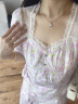 MAXRIENY印花蕾丝茶歇裙秋季不规则设计感连衣裙 紫花 M02 晒单实拍图