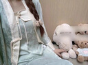 莫代尔对襟汉服睡衣女春秋季三件套新中式国风高级感长袖夏季冰丝家居服 青色开衫+吊带+裤子（高品质） XL 适合120-145斤 实拍图