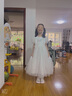 安妮优儿女童礼服花童婚礼小女孩婚纱钢琴演奏演出服儿童高端主持人公主裙 白色长款短袖 140 实拍图