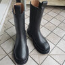 浅町秋冬厚底切尔西靴女烟筒短靴女马丁靴女牛皮中筒靴子松糕底皮靴女 黑色(单里) 38 实拍图