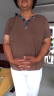PHJ 短袖T恤女新款夏季宽松显瘦洋气小衫40岁50中年女士V领上衣 咖色 3XL 实拍图