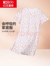 红豆女童睡裙纯棉春夏季薄款家居服儿童短袖套头睡衣A类Q3306白色120 实拍图
