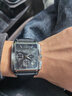 百陀士【多功能方形表】男款腕表石英机芯防水50米真皮表带男士手表 钢色黑面黑带 实拍图