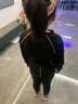橙火女童紧身衣训练服女孩速干衣运动套装小学生跑步羽毛球网球篮球服 28532黑/粉（三件套加薄绒款） 140码适合身高131-140cm 50-65斤 实拍图