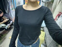 妙奕嘉长袖t恤女士白色黑色打底衫女可外穿秋装新款2025年上衣正肩秋衣 纯色U领弧摆打底衫【黑色】 XL 【建议115-130斤】 实拍图
