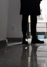 井迈【牛皮】切尔西靴男靴英伦风马丁靴高帮皮鞋烟筒靴潮春秋款靴子男 黑色中帮217【春夏款】 44 皮鞋码（=运动鞋45） 实拍图