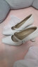 千百度（C.BANNER）春夏款玛丽珍进口超软羊皮高跟单鞋粗跟女鞋A23158373 米色 38  晒单实拍图