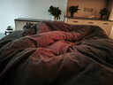 红豆全棉四件套100%纯棉刺绣床单被套床上三件套四季款长绒棉加厚磨毛 羽夕-高级灰 床笠款1.8m 床笠款 （被套200*230cm） 实拍图