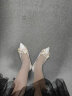 华耐（huanai）浅口单鞋女鞋低跟尖头一脚蹬小皮鞋妈妈鞋 92326638 米色 37 晒单实拍图