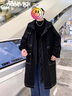 花花公子（PLAYBOY）风衣男中长款秋冬季新款加绒加厚保暖潮流大衣外套男士连帽宽松男 Z-401HHF262黑色 不加绒 M 实拍图