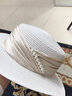 Fangchi 遮阳帽珍珠平顶草帽女优雅春夏出游防晒帽子女夏季时尚百搭平檐英伦礼帽 DYM-03珍珠装饰白色 有可调节绳 实拍图