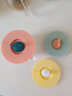 创意圆形硅胶杯盖通用陶瓷杯马克杯盖子可爱卡通密封防漏水杯盖单卖玻璃水杯茶杯配件多功能DIY防尘防盖子 黄+绿+红 三个装 实拍图