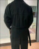 晨瑞杰  风衣男春秋季新款纯色休闲长款大衣宽松大码双排扣系带披风外套 黑色 3XL（建议180-200斤） 晒单实拍图