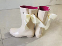 EVERCREATURES英国雨靴女雨鞋防滑水鞋女 时尚中筒 创意蝴蝶结 乳白色+蝴蝶结中筒11IDO 37(UK4) 实拍图