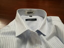 恒源祥棉长袖衬衫男春秋季商务职业正装中年修身衬衣男士棉免烫 长袖H77-12 蓝点条纹 40 实拍图