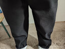 鲁宾克毛呢裤子男春秋冬季新款港风潮牌加绒休闲裤男宽松直筒阔腿长裤男 黑色 XL （建议125-140斤） 实拍图