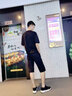 WYVL两条装】男士短裤休闲裤七分中裤韩版修身棉质裤子休闲外穿沙滩裤 天蓝+黑色 XL(120-135斤) 实拍图