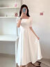 麦斯贝思白色小个子礼服女宴会晚礼服裙气质缎面领证登记平时可穿法式白裙 白色 XL    建议114-121斤 晒单实拍图