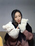 云见森知 手套女冬天可爱毛绒手套韩版潮冬季加绒加厚保暖手套学生半指眯眼熊手套 眯眼熊手套-白色 实拍图