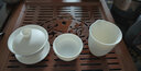 心去處白瓷三才盖碗茶杯高档素烧羊脂玉瓷不烫手家用大容量陶瓷功夫茶具 素烧凌云盖碗三件套-简装 实拍图