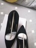 蓝晨语依 高跟鞋女细跟单鞋韩版优雅尖头法式绒面裸色ol工作鞋女 黑色 35 实拍图