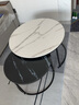 赛杉茶几客厅沙发小户型创意家用轻奢高级感圆形小圆桌阳台茶台茶桌子 80cm白纹理+60cm黑纹理黑架 实拍图