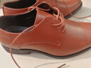 蜻蜓牌男士皮鞋牛皮商务正装休闲青年尖头鞋增高英伦增高系带男鞋 棕色 42 实拍图
