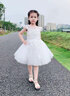 小咔衣浓女童公主裙蓬蓬纱儿童主持人晚礼服花童婚纱小女孩钢琴演出服夏季 白色804B3短款 160cm 实拍图