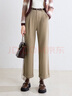 百图betu女装秋新款旷野美拉德高腰纯棉翻边直筒裤裤子女2409T80 卡其色 S 实拍图