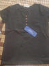 登森奥奥新款纯棉短袖t恤女夏装半袖女装V领显瘦短袖女T恤修身上衣 黑色 XL 建议110-120斤 实拍图
