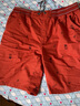 盛行风夏季男士短裤宽松花裤休闲五分裤外穿大裤衩纯棉中裤直筒沙滩裤子 桔红色 3XL (160斤至180斤) 实拍图