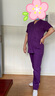 迪塞雅男女纯棉刷手服长袖洗手衣医生隔离工作服短袖刷手衣手术室衣宠物 洗手衣紫色（女款短袖） 3XL 实拍图