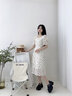 香影（xiangying）泡泡袖连衣裙女2025夏装新款莱赛尔天丝碎花高腰法式方领裙子 米色 S 实拍图