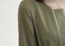 德玛纳（dme）连衣裙通勤V领修身调节腰长袖大摆X型简约a字裙女 淡绿 XL 晒单实拍图