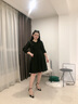 莎妮朵罗大码女装胖mm新款连衣裙200斤夏黑色中袖收腰雪纺黑色连衣裙15725 黑色 2XL 建议120-140斤穿着 实拍图