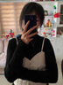 鸭鸭（YAYA）羽绒小马甲女打底2023年秋冬新款轻薄短款背心修身内搭羽绒服内胆 米白色（吊带马甲款） M (建议90-100斤) 实拍图
