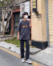 雅鹿牛仔裤男夏季薄款美式复古男裤直筒宽松阔腿长裤潮牌凉感牛仔长裤 黑灰色【薄款】 3XL 实拍图