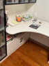 喜家创意实木电脑桌转角书桌书柜组合一体学习桌轻奢玻璃门书架办公桌 白色【100cm主柜+40cm边柜】 桌长140cm 实拍图