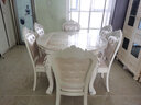 美景（MEIJING）餐桌实木餐桌椅组合可折叠伸缩小户型欧式大理石吃饭桌子家用圆桌 1.2米一桌六椅 实拍图