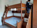 木香邻上下铺床男孩高低床小户型1.2米女孩儿童床实木双层子母青少年床 高低床+书架+梯柜【深色】 下铺1.2*1.9米，上铺0.9*1.9米 实拍图