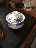 豪祥（HAOXIANG） 轻奢高档单个三才盖碗家用办公陶瓷功夫茶具紫砂敬茶碗泡茶器 花开富贵青花盖碗 实拍图