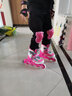 米高溜冰鞋儿童全闪光轮直排轮旱冰鞋轮滑鞋可调尺码S1【培训适用】 全闪粉色鞋+K7头盔+PE1护具+包 S (27-30)3-5岁 实拍图